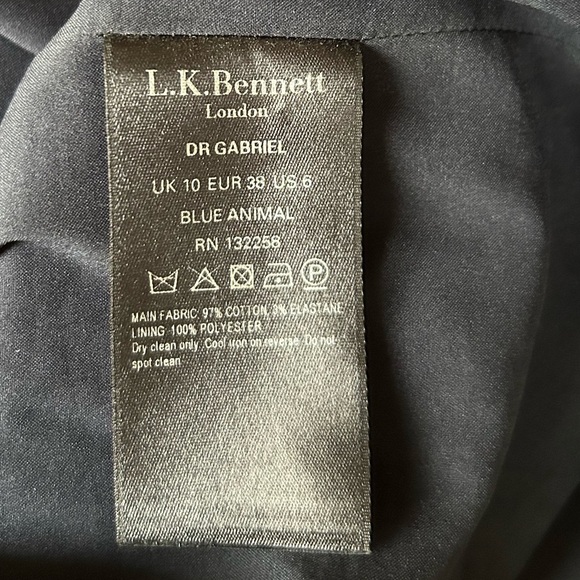 LK Bennett Dr Gabriel Shift Dress Navy Blue/Pink/Yellow Abstract Blossom Sz 6 - Picture 12 of 14